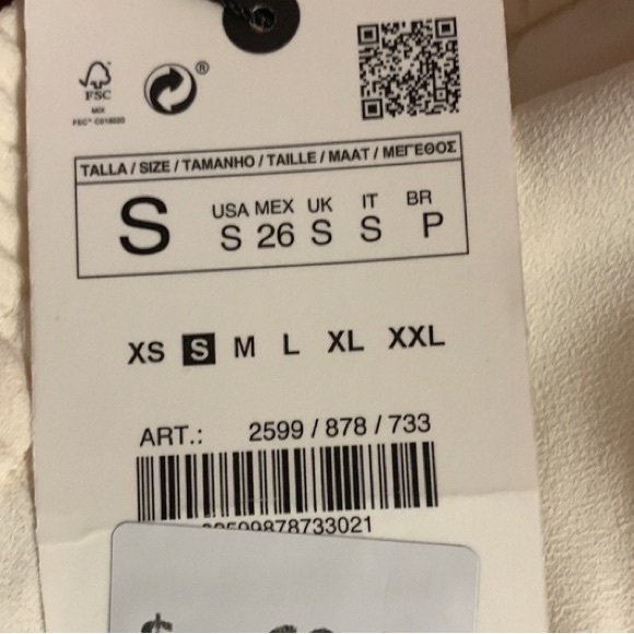 Zara Ecru Flowy High-waisted Trousers Size Small - Picture 6 of 6